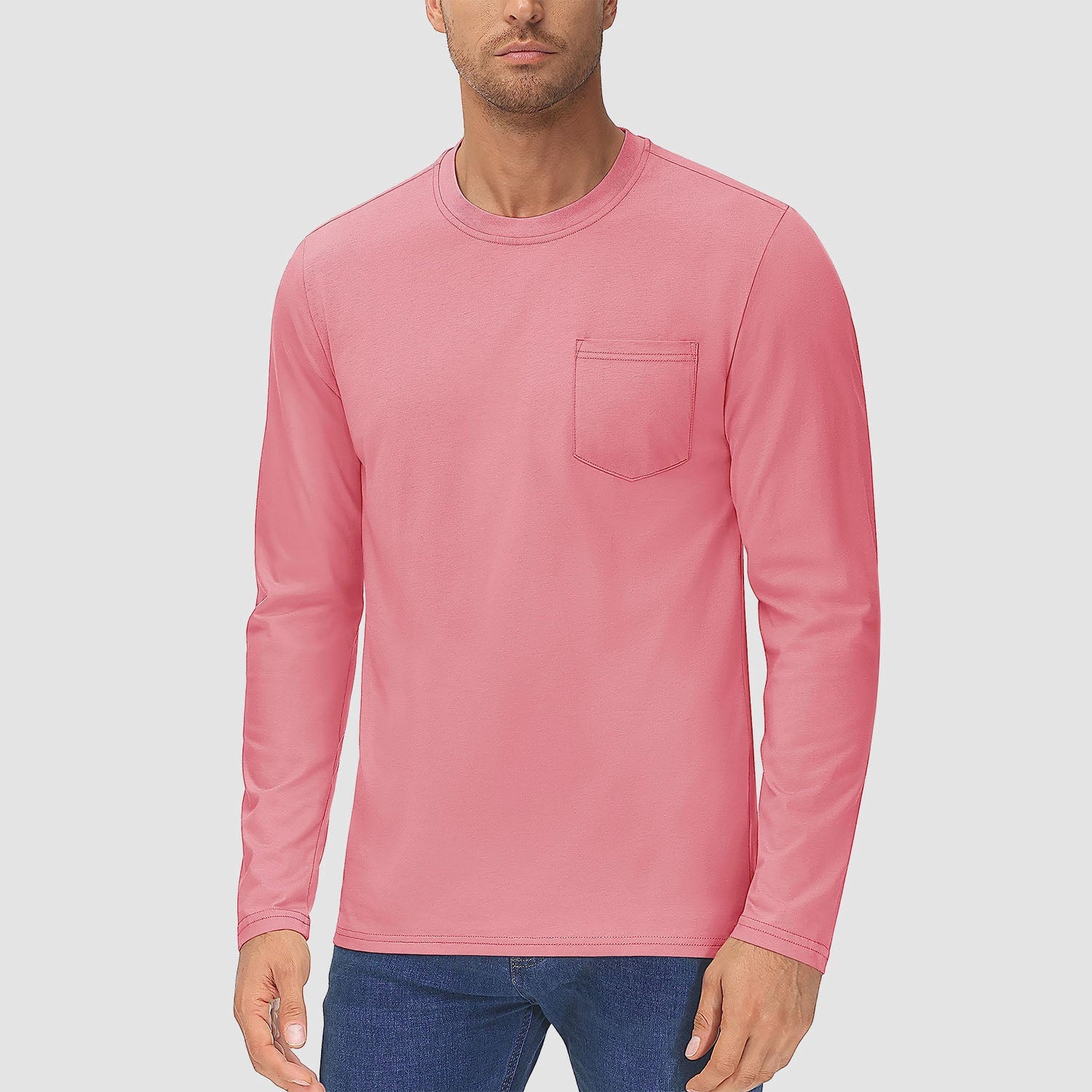 Men’s Crew Neck Cotton T-Shirt with Chest Pocket – Breathable Everyday Essential