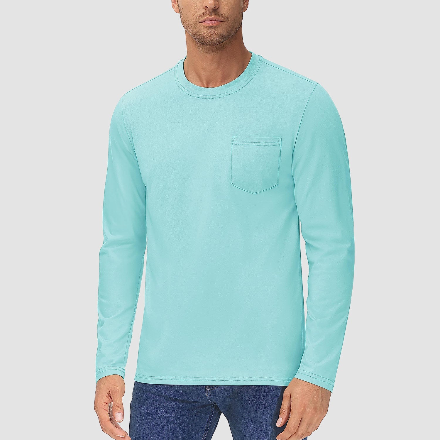 Men’s Crew Neck Cotton T-Shirt with Chest Pocket – Breathable Everyday Essential