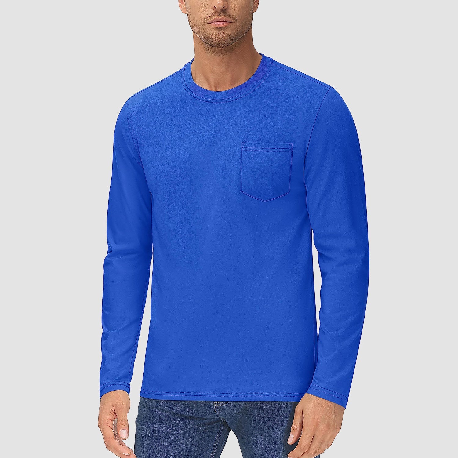 Men’s Crew Neck Cotton T-Shirt with Chest Pocket – Breathable Everyday Essential