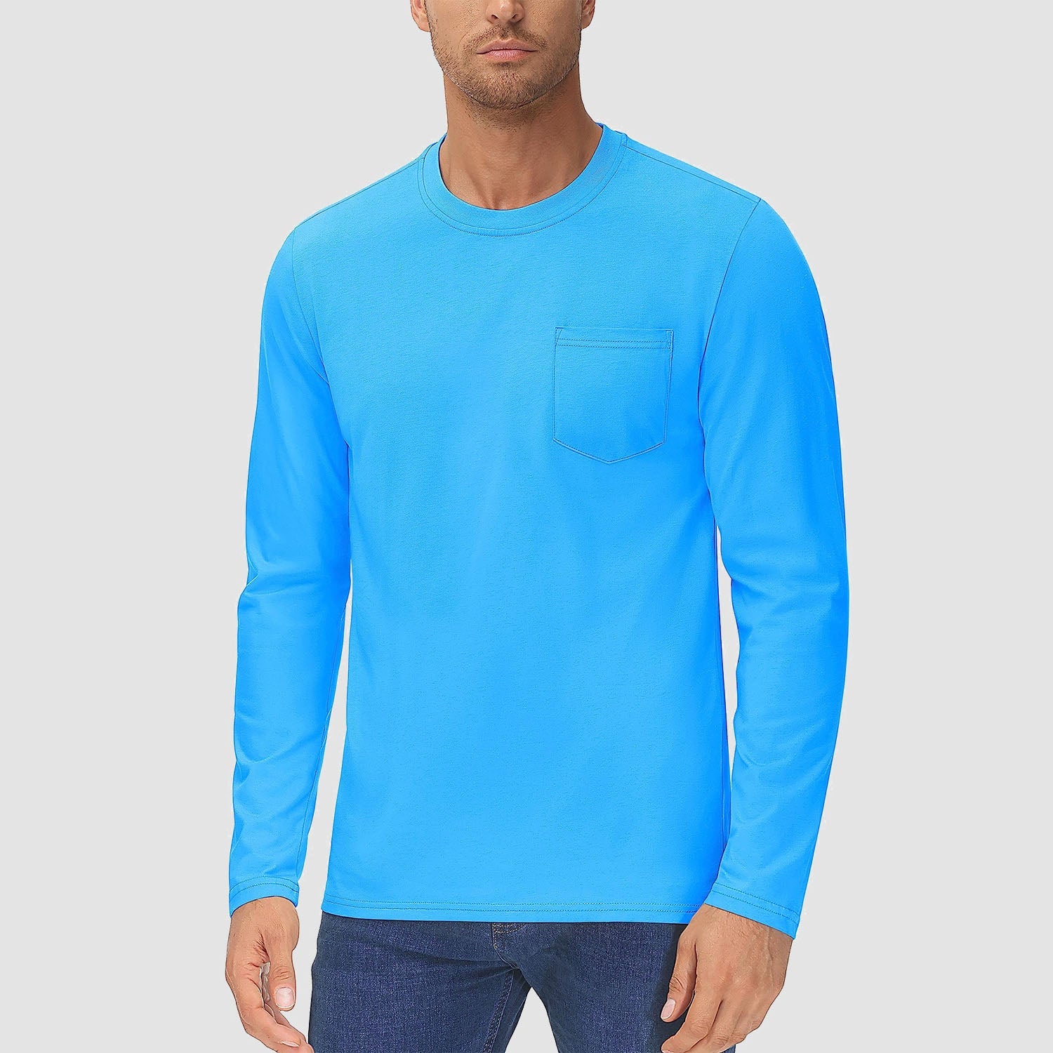 Men’s Crew Neck Cotton T-Shirt with Chest Pocket – Breathable Everyday Essential