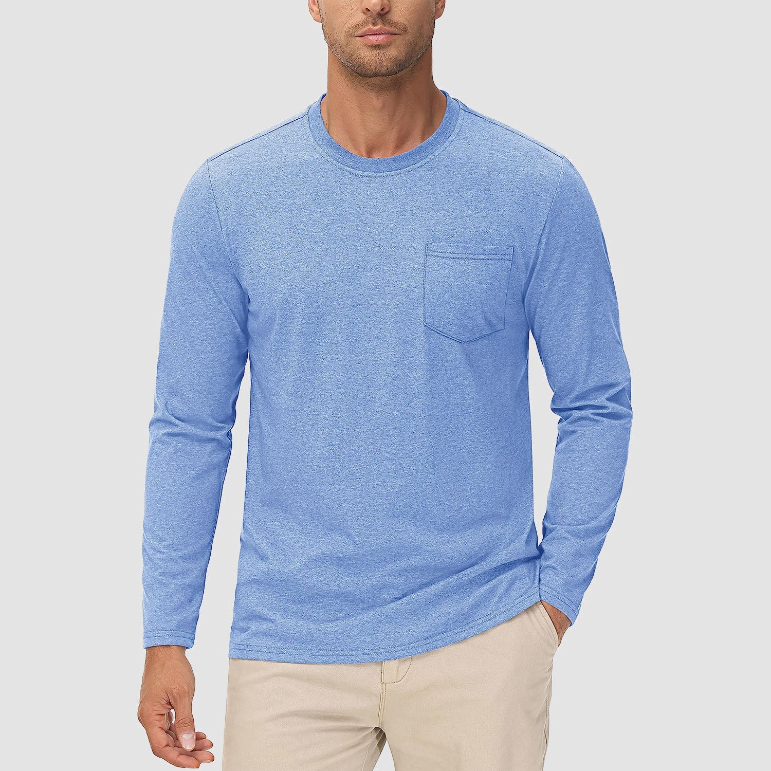 Men’s Crew Neck Cotton T-Shirt with Chest Pocket – Breathable Everyday Essential