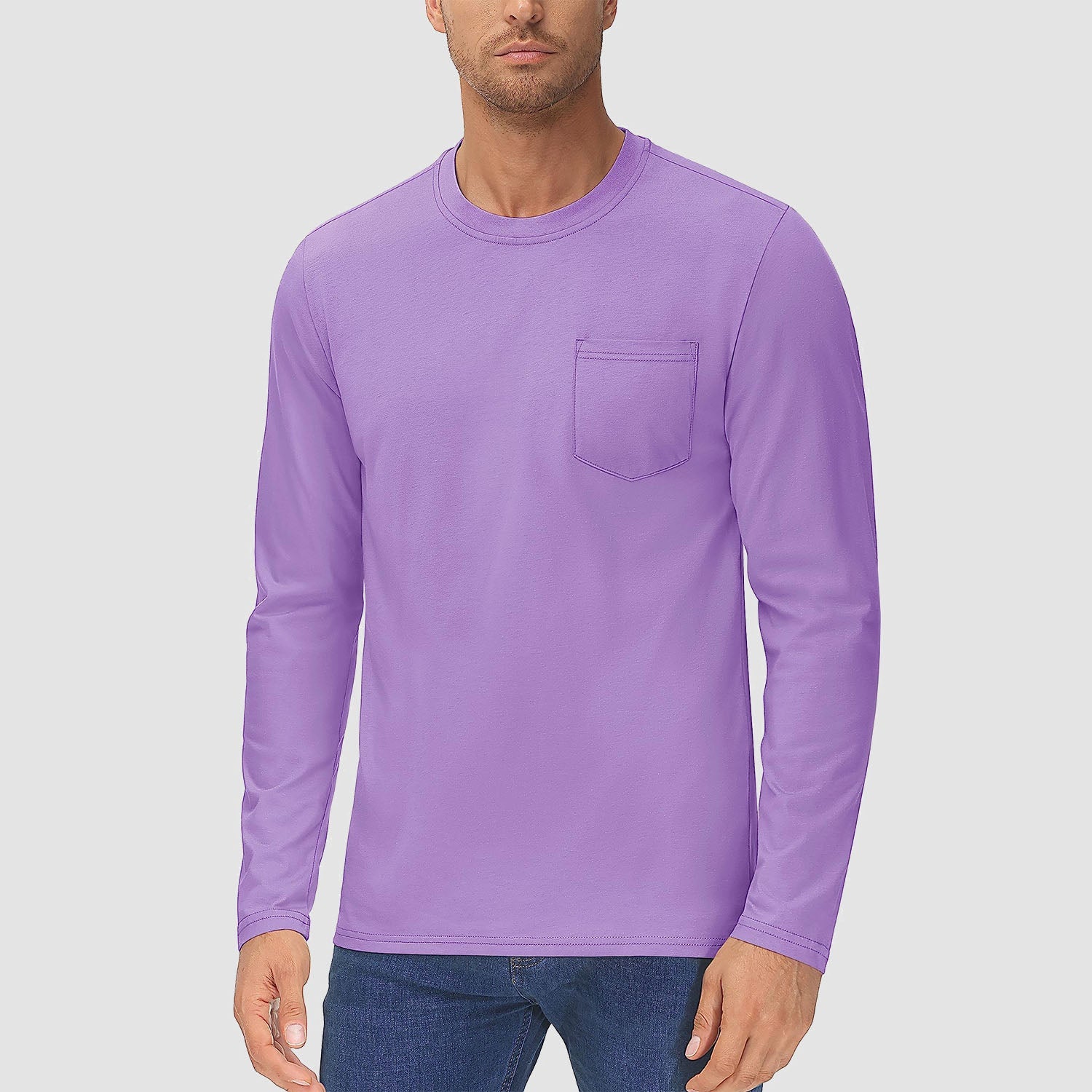 Men’s Crew Neck Cotton T-Shirt with Chest Pocket – Breathable Everyday Essential