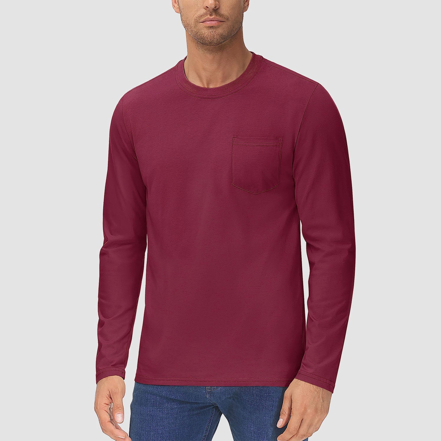 Men’s Crew Neck Cotton T-Shirt with Chest Pocket – Breathable Everyday Essential