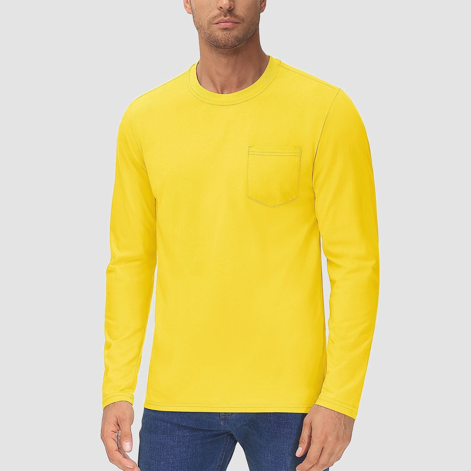 Men’s Crew Neck Cotton T-Shirt with Chest Pocket – Breathable Everyday Essential
