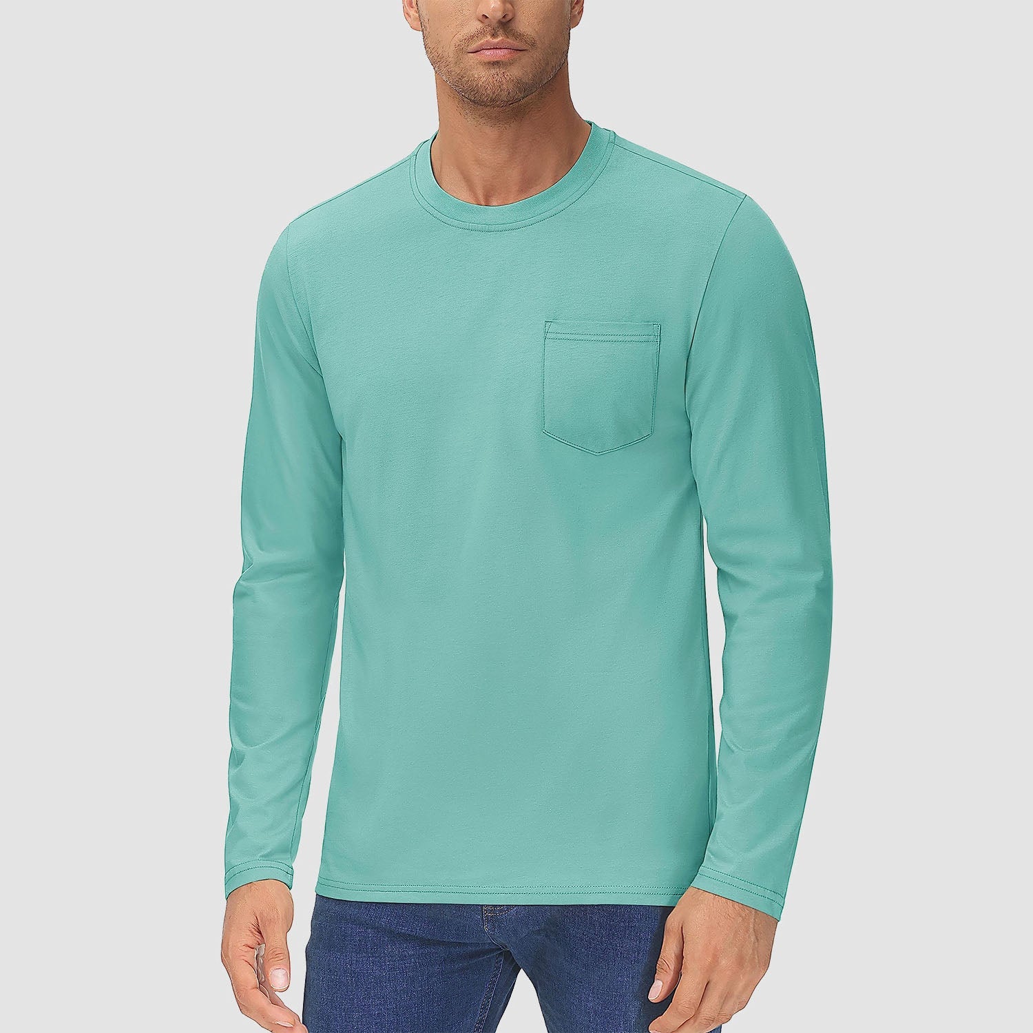 Men’s Crew Neck Cotton T-Shirt with Chest Pocket – Breathable Everyday Essential