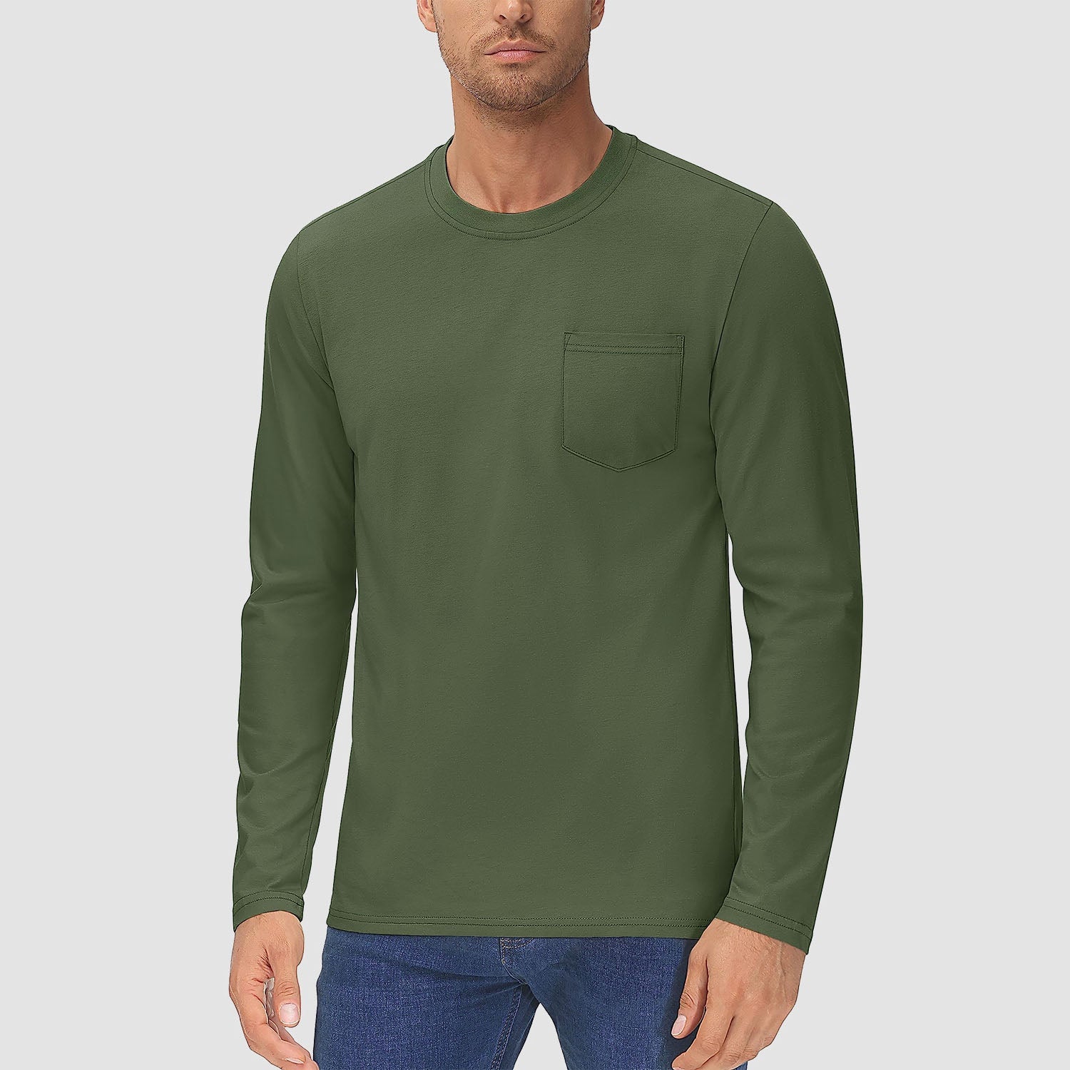 Men’s Crew Neck Cotton T-Shirt with Chest Pocket – Breathable Everyday Essential