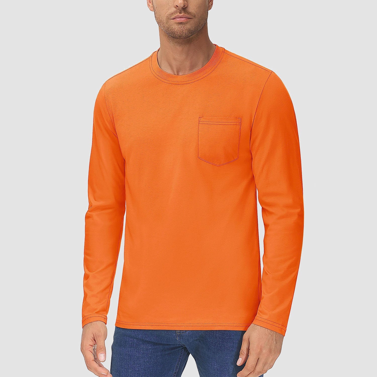Men’s Crew Neck Cotton T-Shirt with Chest Pocket – Breathable Everyday Essential