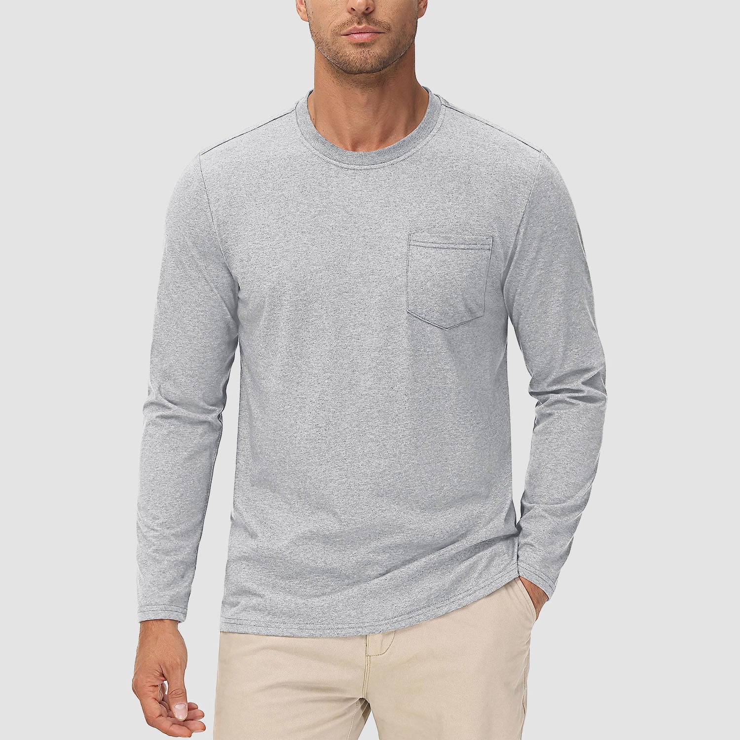 Men’s Crew Neck Cotton T-Shirt with Chest Pocket – Breathable Everyday Essential