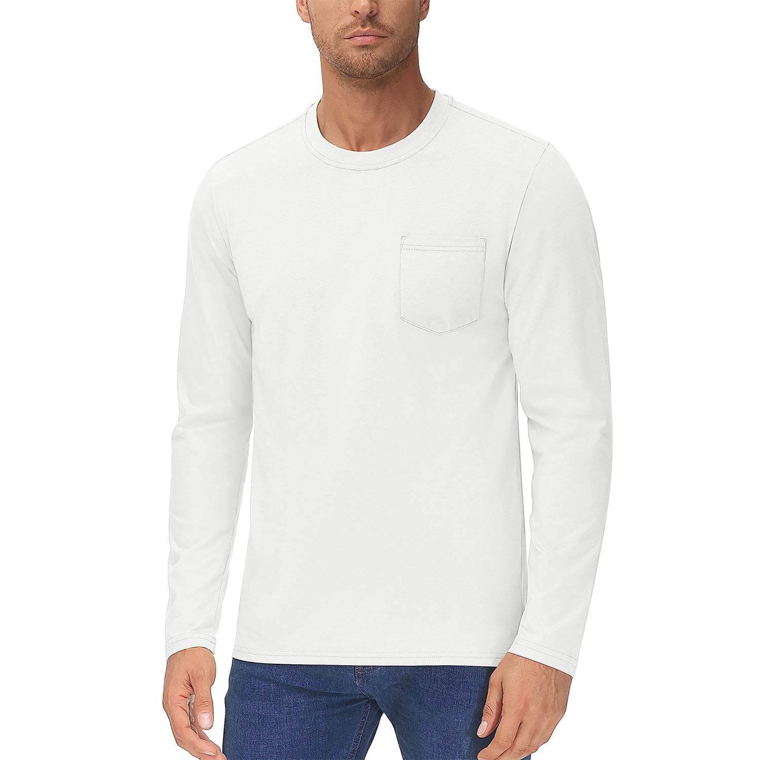 Men’s Crew Neck Cotton T-Shirt with Chest Pocket – Breathable Everyday Essential
