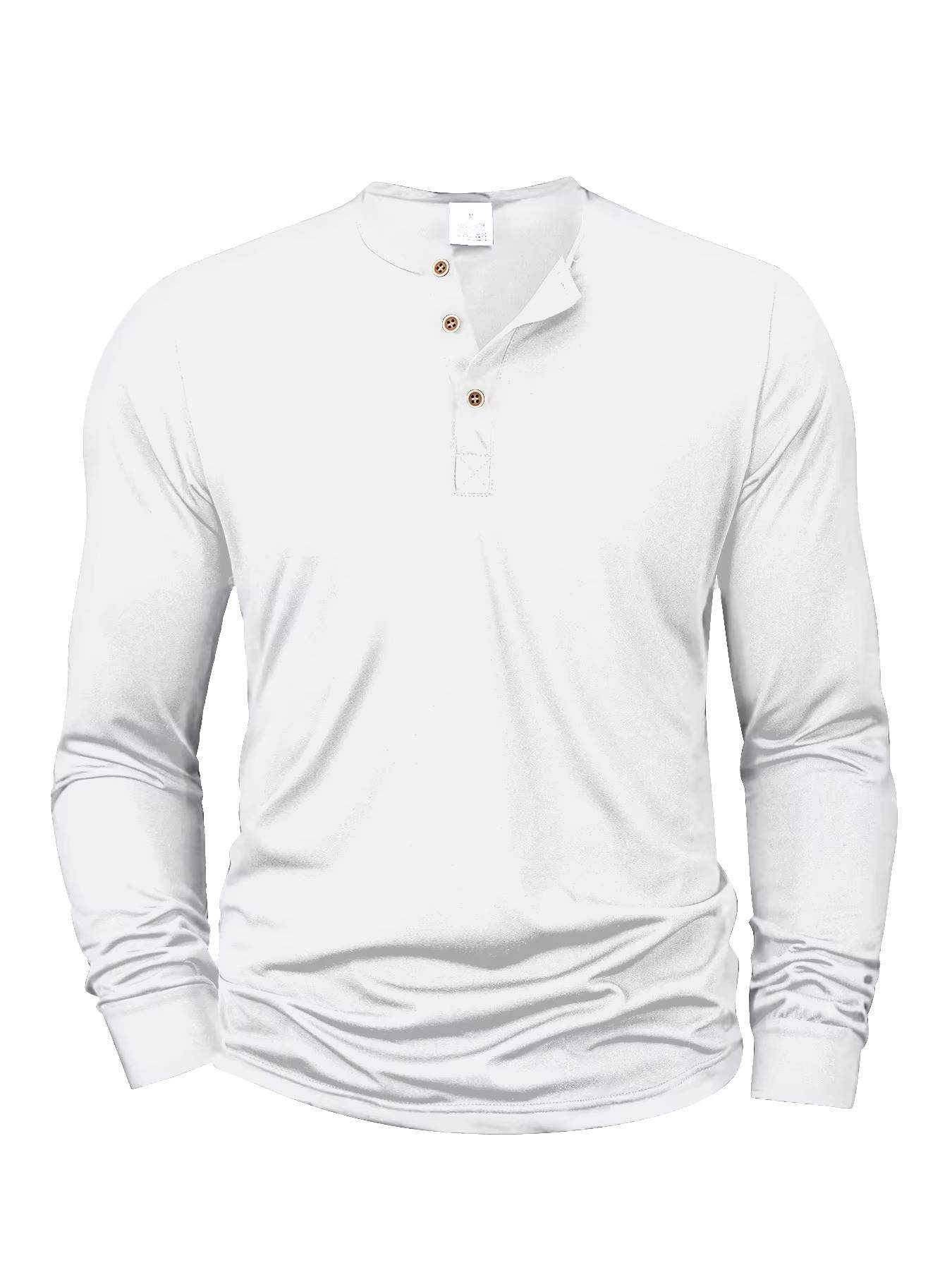 Men’s Classic Cotton Long Sleeve Henley Shirt – Three Button Casual Lightweight Pullover