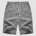 Men’s Casual Cotton Linen Elastic Waist Shorts with Drawstring Lightweight