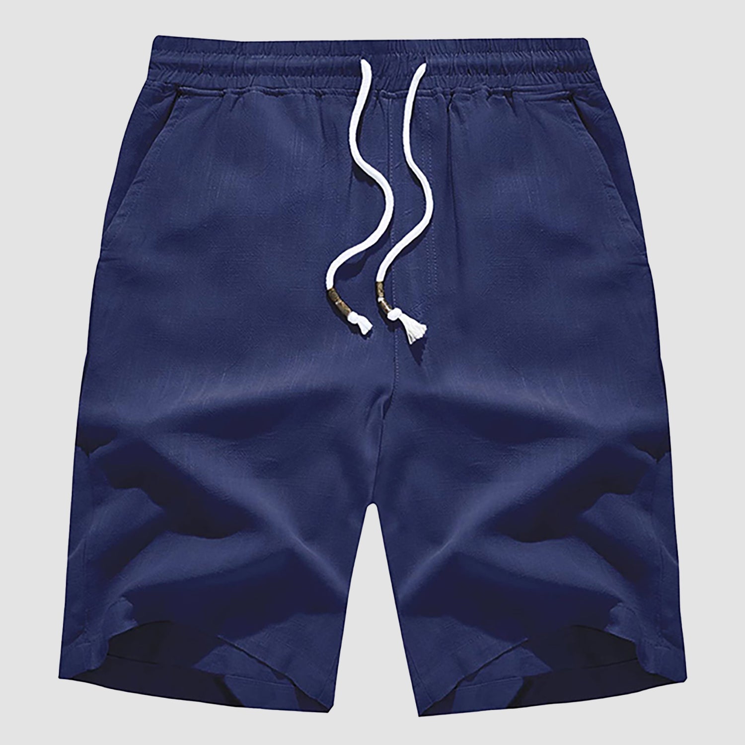 Men’s Casual Cotton Linen Elastic Waist Shorts with Drawstring Lightweight