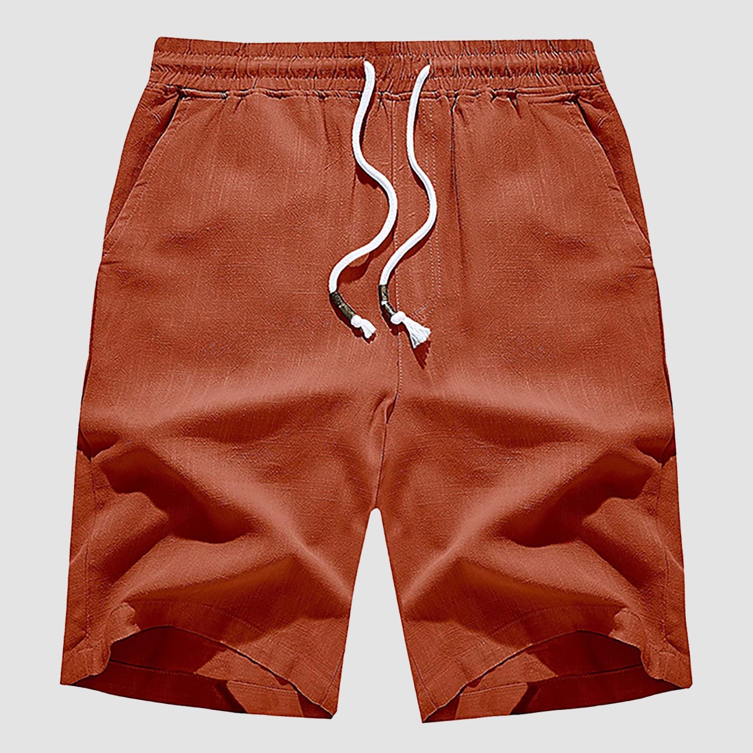 Men’s Casual Cotton Linen Elastic Waist Shorts with Drawstring Lightweight