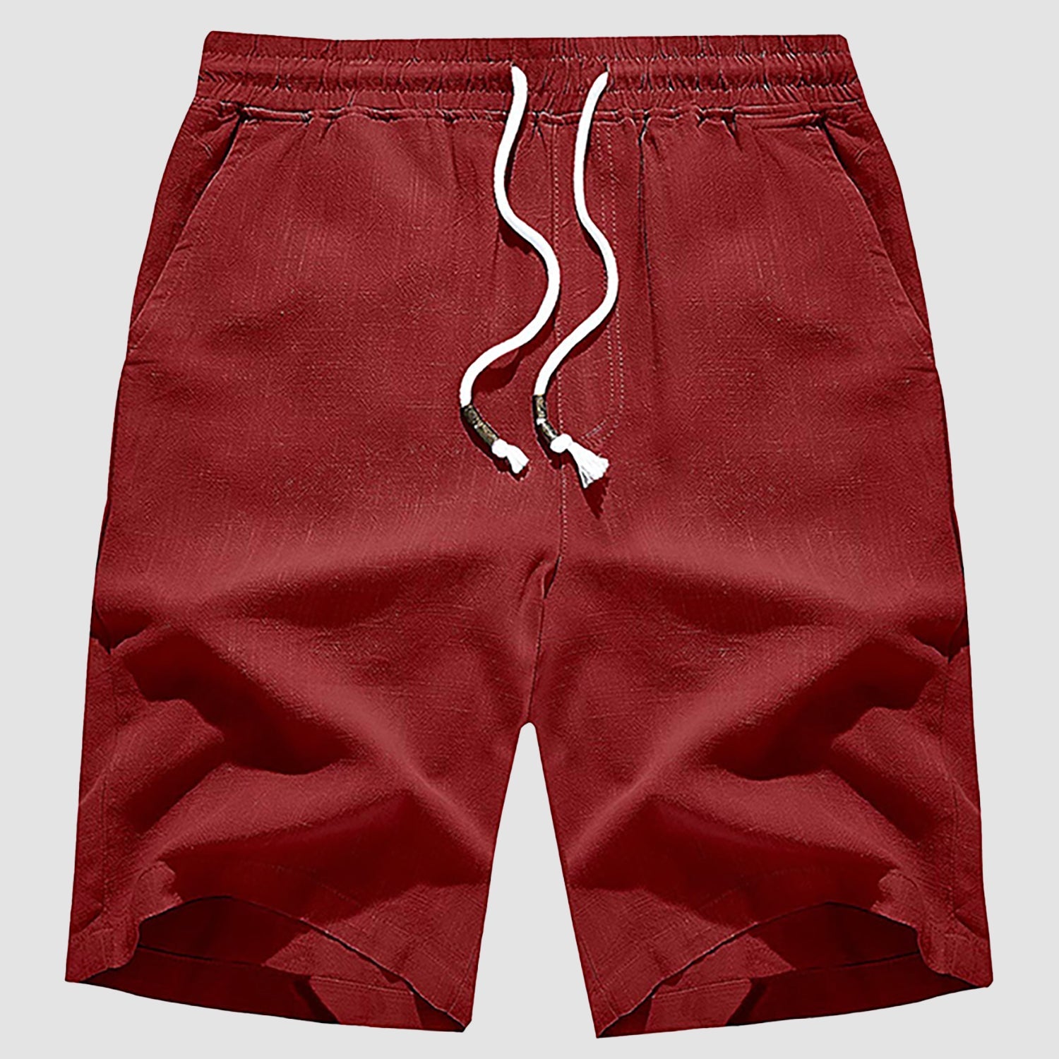 Men’s Casual Cotton Linen Elastic Waist Shorts with Drawstring Lightweight