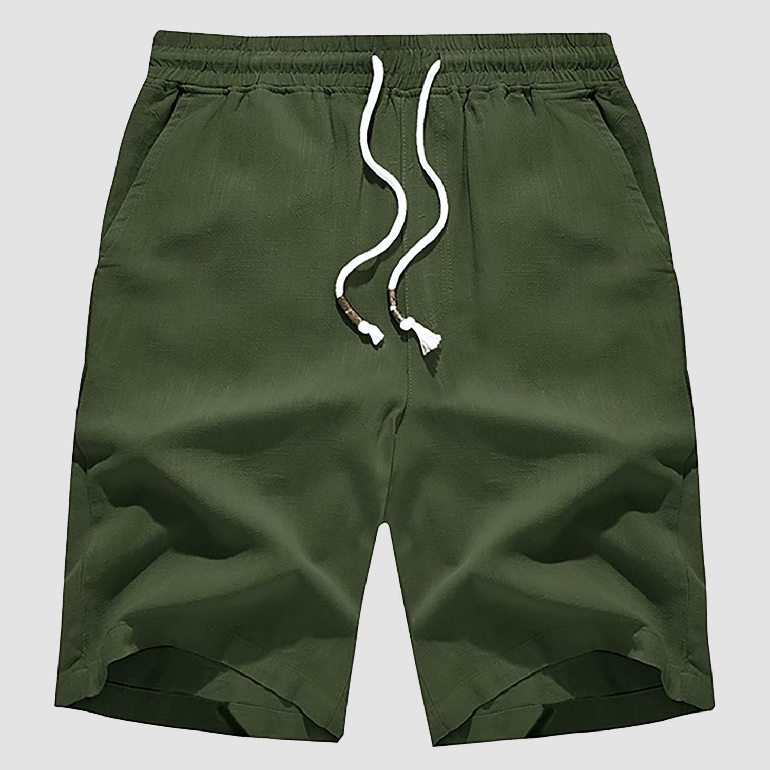 Men’s Casual Cotton Linen Elastic Waist Shorts with Drawstring Lightweight