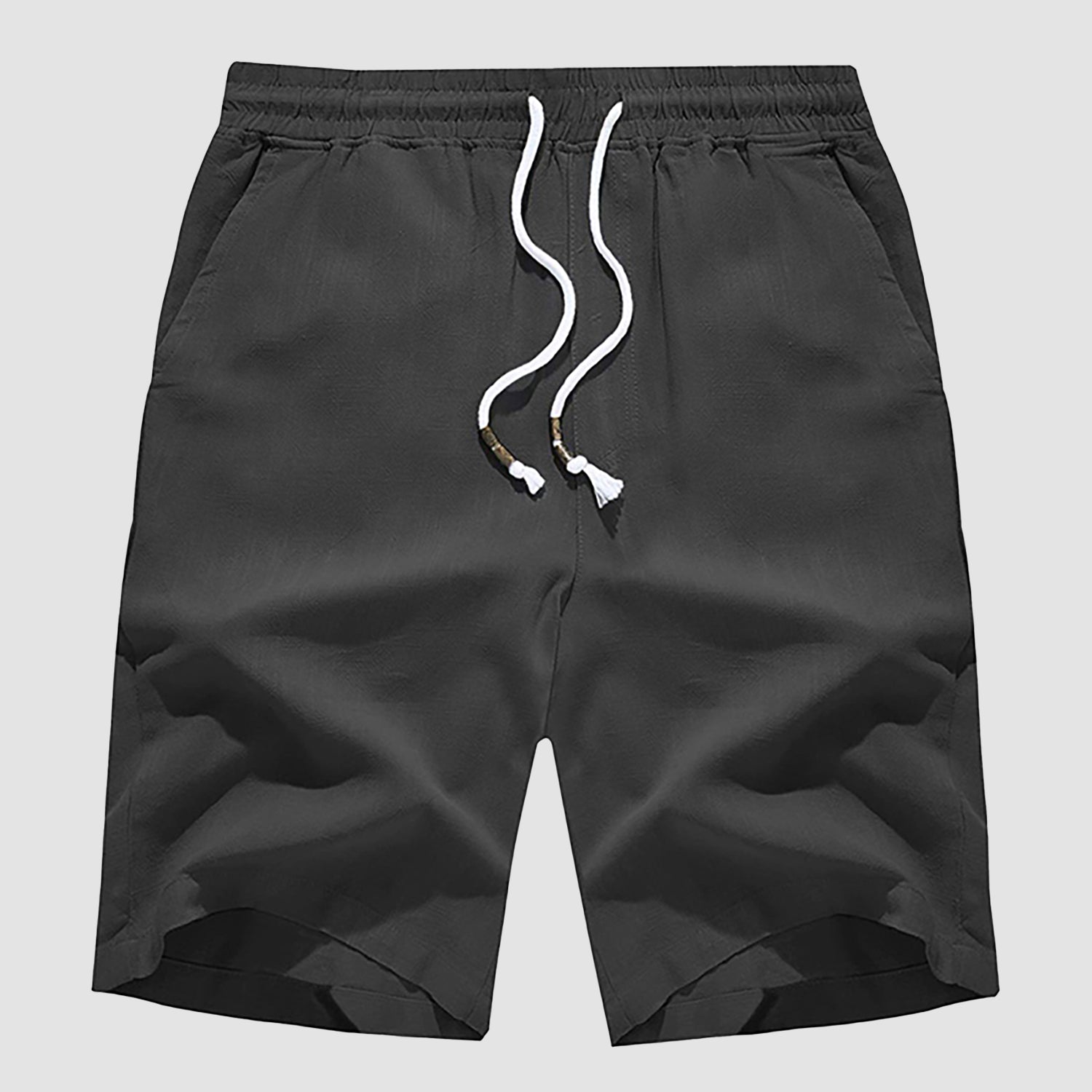 Men’s Casual Cotton Linen Elastic Waist Shorts with Drawstring Lightweight