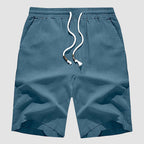Men’s Casual Cotton Linen Elastic Waist Shorts with Drawstring Lightweight