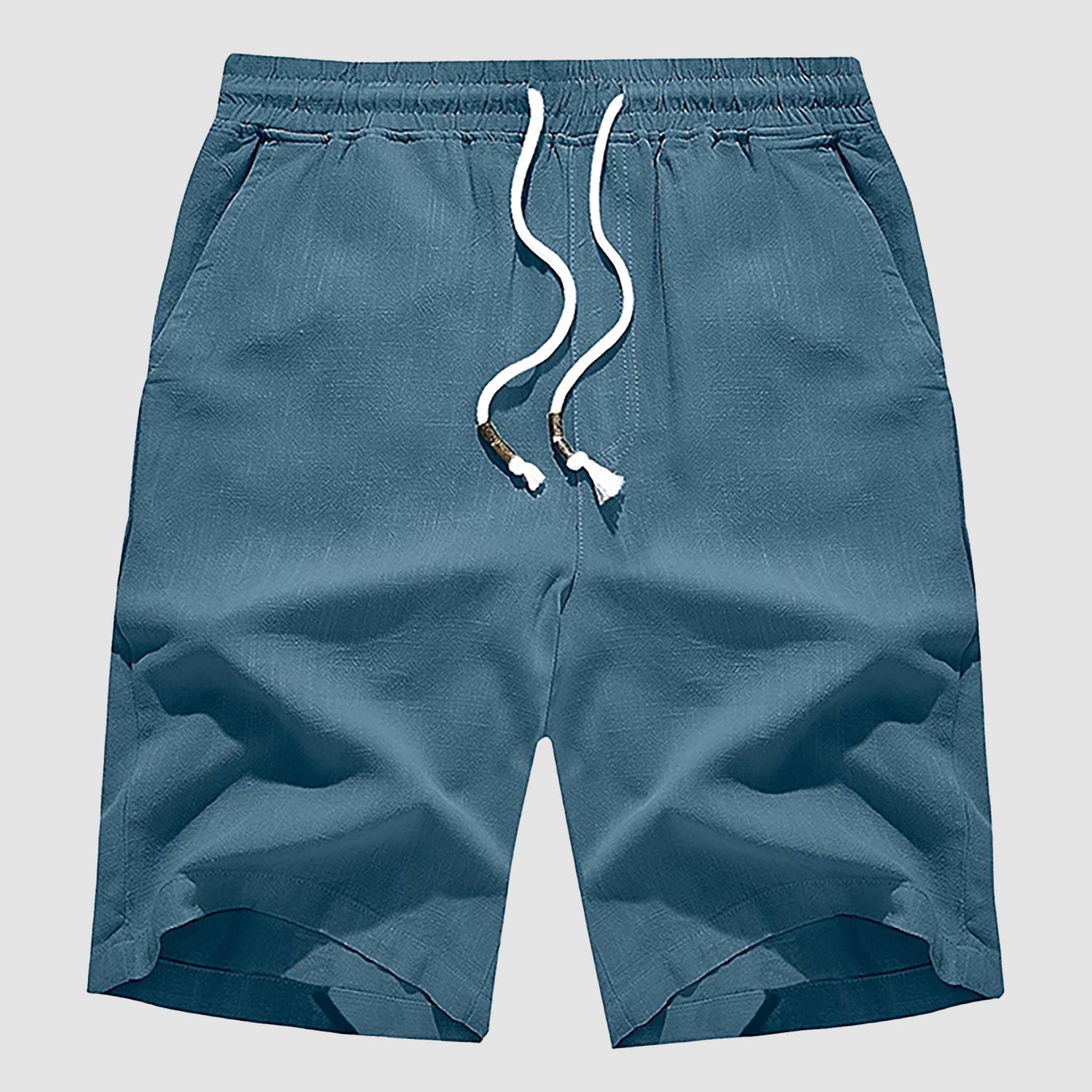 Men’s Casual Cotton Linen Elastic Waist Shorts with Drawstring Lightweight