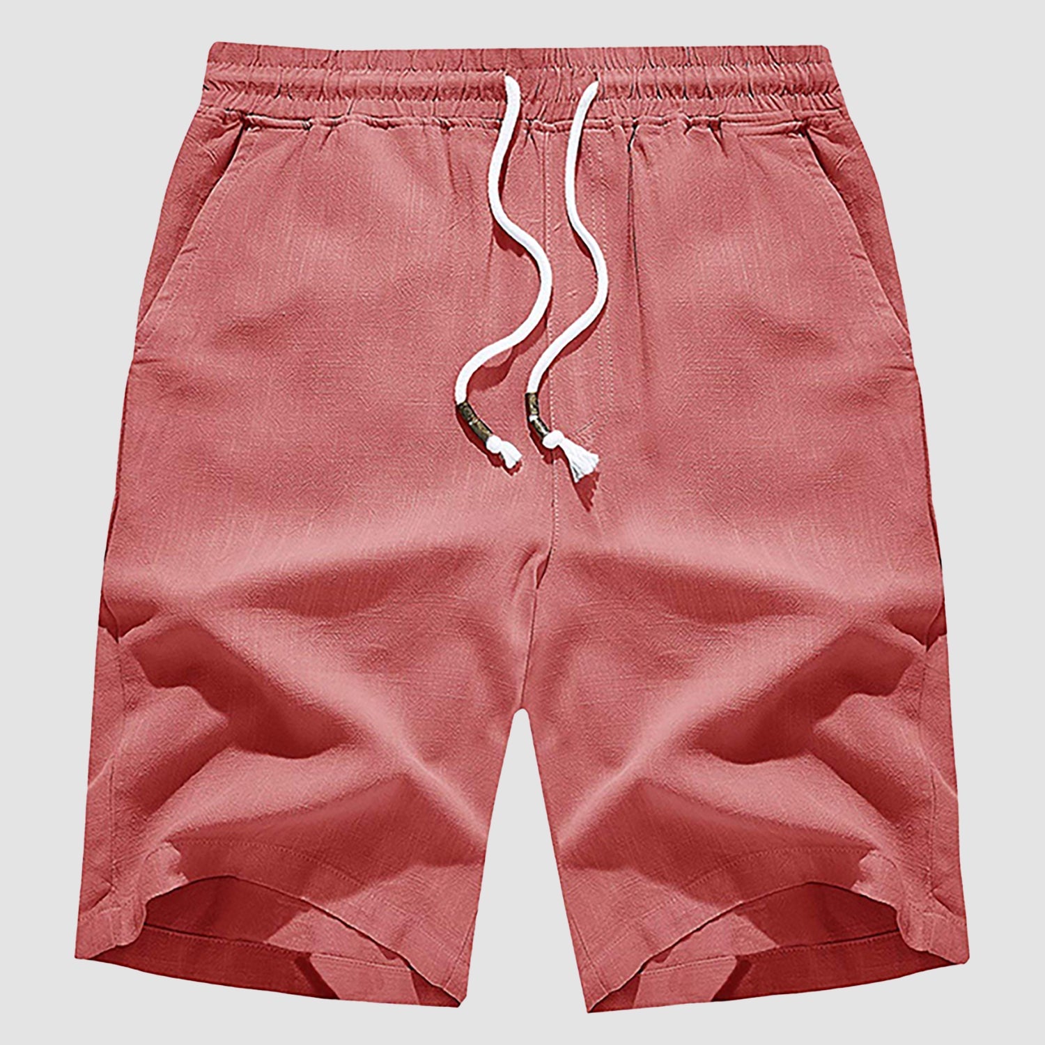 Men’s Casual Cotton Linen Elastic Waist Shorts with Drawstring Lightweight