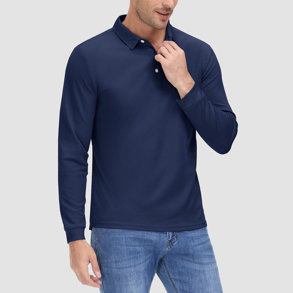 Men’s Performance Quick-Dry Polo Shirt with Classic Collar and Side Slit Hem