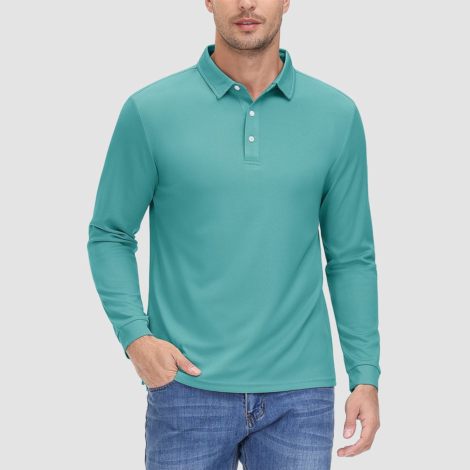 Men’s Performance Quick-Dry Polo Shirt with Classic Collar and Side Slit Hem