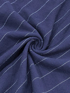 Vertical Pinstripe Drawstring Waist Relaxed Shorts in Navy Blue