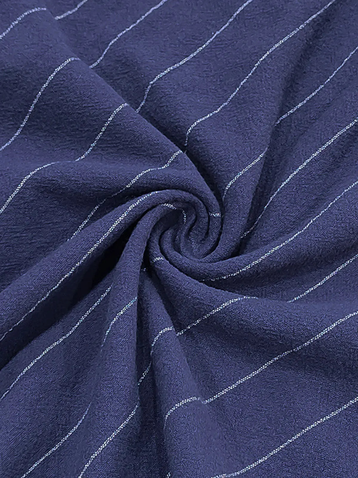 Vertical Pinstripe Drawstring Waist Relaxed Shorts in Navy Blue