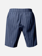 Vertical Pinstripe Drawstring Waist Relaxed Shorts in Navy Blue