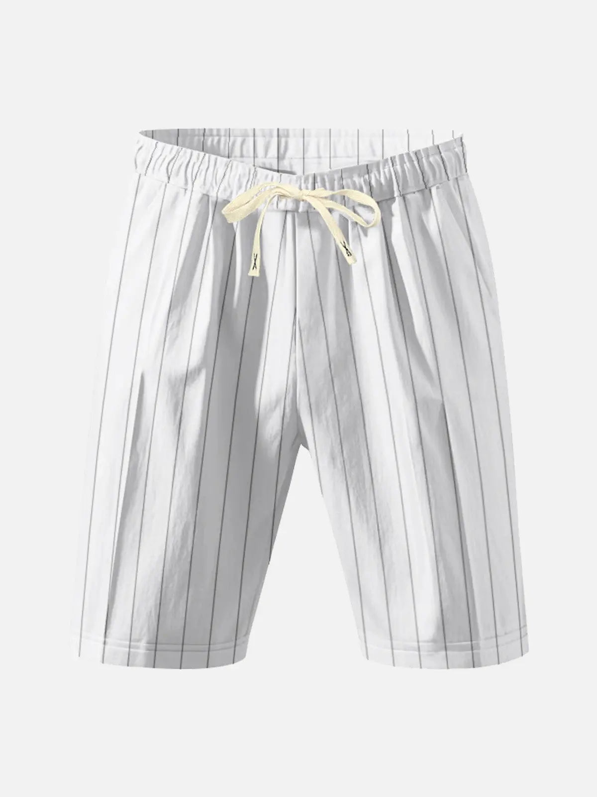 Vertical Pinstripe Drawstring Waist Relaxed Shorts in Navy Blue