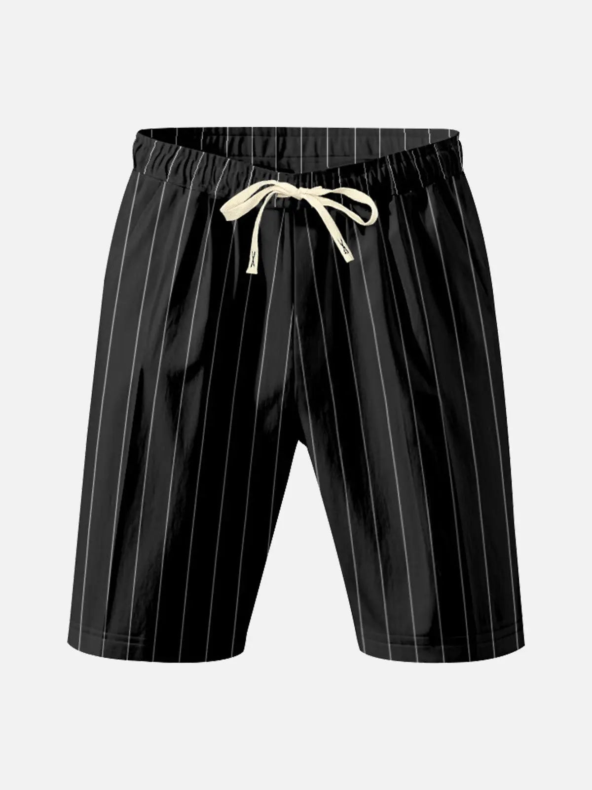 Vertical Pinstripe Drawstring Waist Relaxed Shorts in Navy Blue