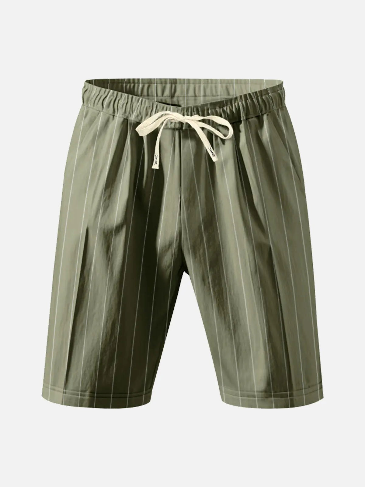 Vertical Pinstripe Drawstring Waist Relaxed Shorts in Navy Blue