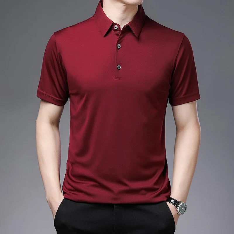 Men's Polo Shirt Breathable Short Sleeve Top for Summer Comfort Versatile Style for Business and Casual Wear