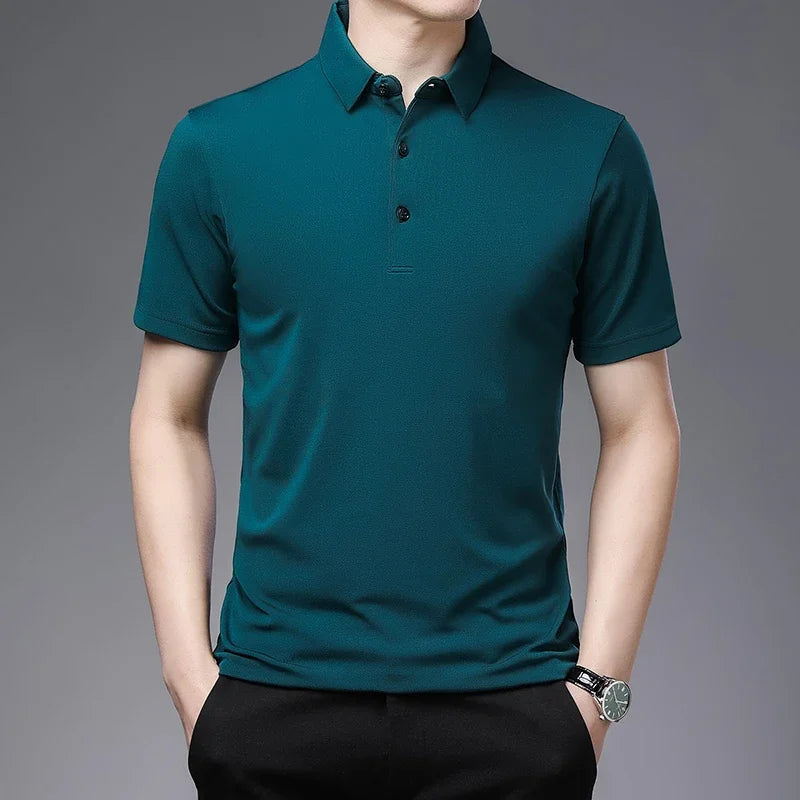 Men's Polo Shirt Breathable Short Sleeve Top for Summer Comfort Versatile Style for Business and Casual Wear
