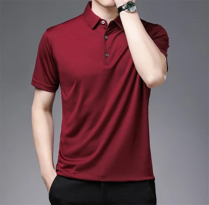 Men's Polo Shirt Breathable Short Sleeve Top for Summer Comfort Versatile Style for Business and Casual Wear