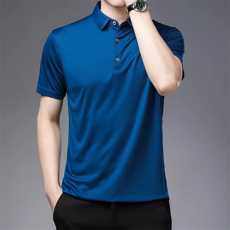 Men's Polo Shirt Breathable Short Sleeve Top for Summer Comfort Versatile Style for Business and Casual Wear