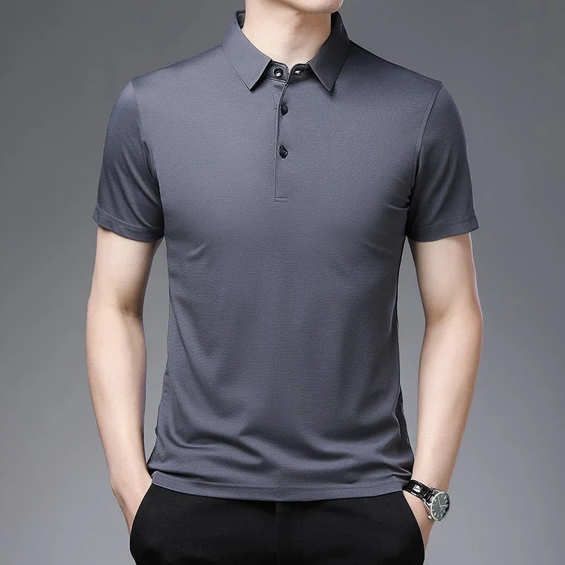 Men's Polo Shirt Breathable Short Sleeve Top for Summer Comfort Versatile Style for Business and Casual Wear