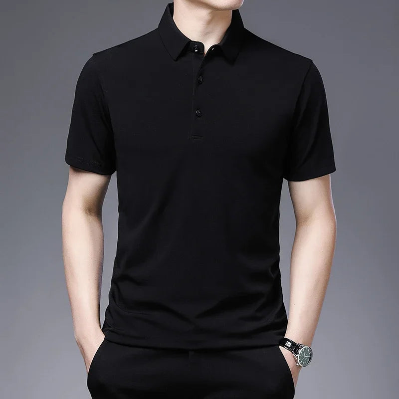 Men's Polo Shirt Breathable Short Sleeve Top for Summer Comfort Versatile Style for Business and Casual Wear