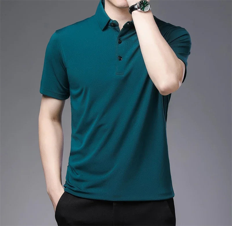 Men's Polo Shirt Breathable Short Sleeve Top for Summer Comfort Versatile Style for Business and Casual Wear