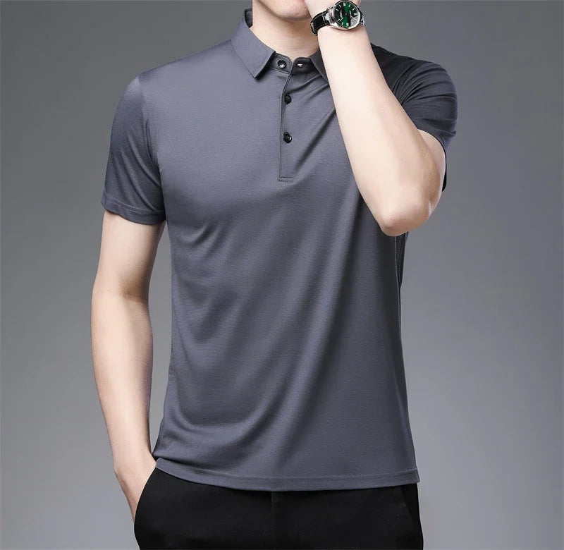 Men's Polo Shirt Breathable Short Sleeve Top for Summer Comfort Versatile Style for Business and Casual Wear