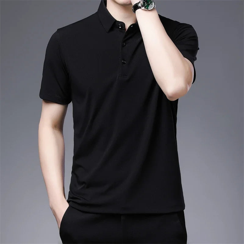 Men's Polo Shirt Breathable Short Sleeve Top for Summer Comfort Versatile Style for Business and Casual Wear