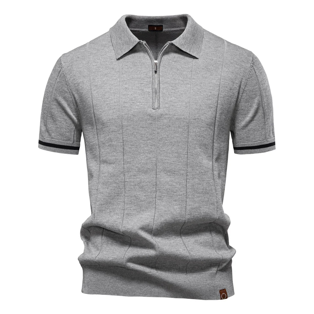 Men's Polo Shirt with Zipper Closure & Slim Fit Design Stylish Athletic Wear