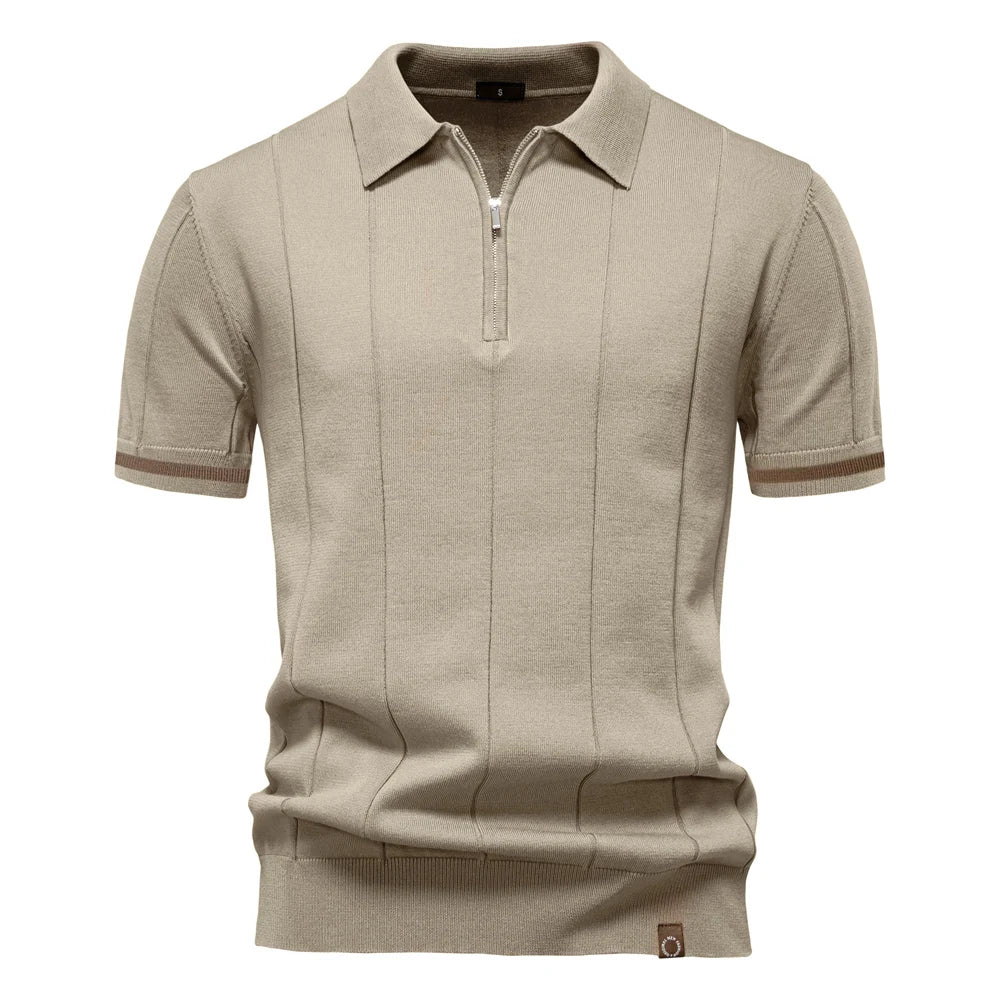 Men's Polo Shirt with Zipper Closure & Slim Fit Design Stylish Athletic Wear