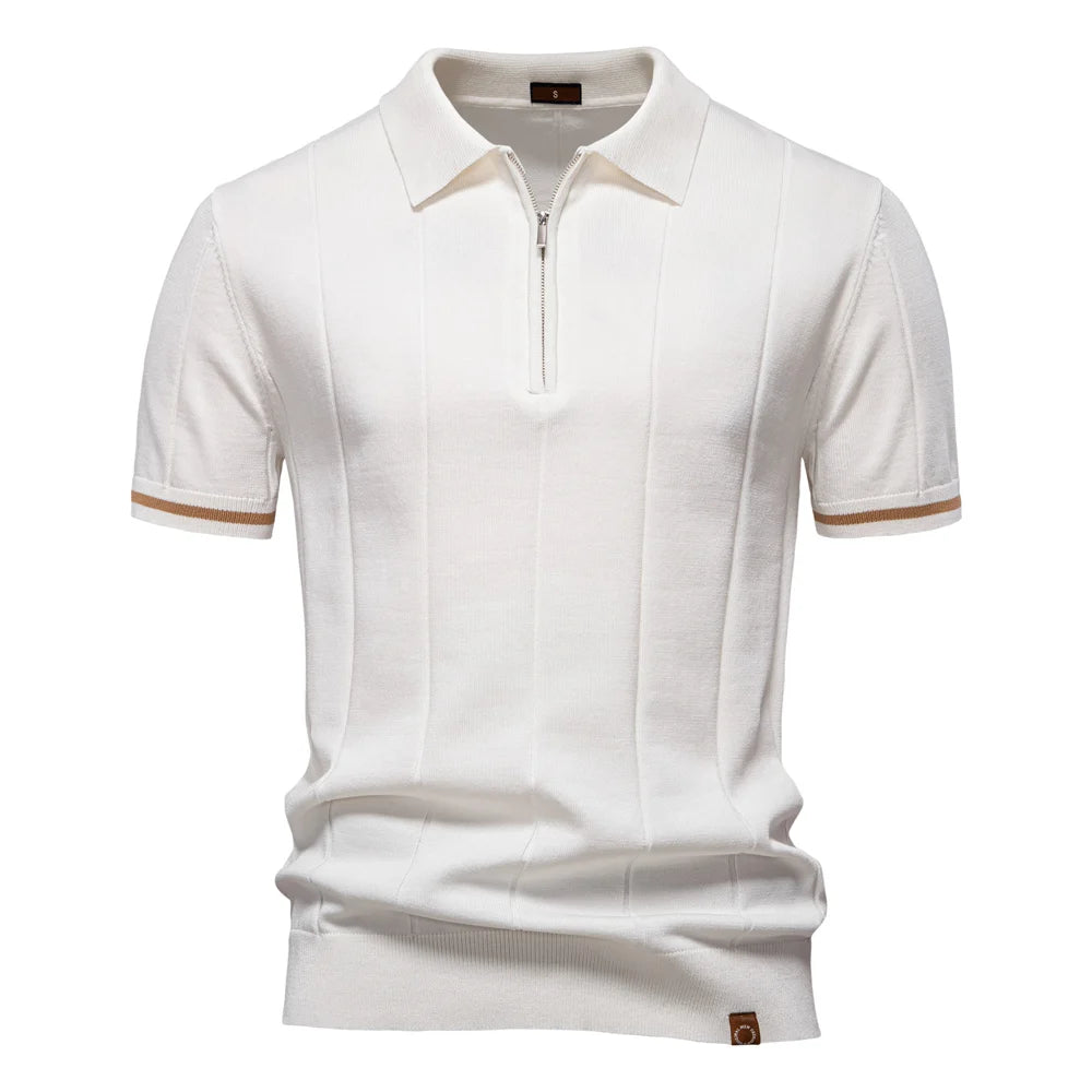 Men's Polo Shirt with Zipper Closure & Slim Fit Design Stylish Athletic Wear