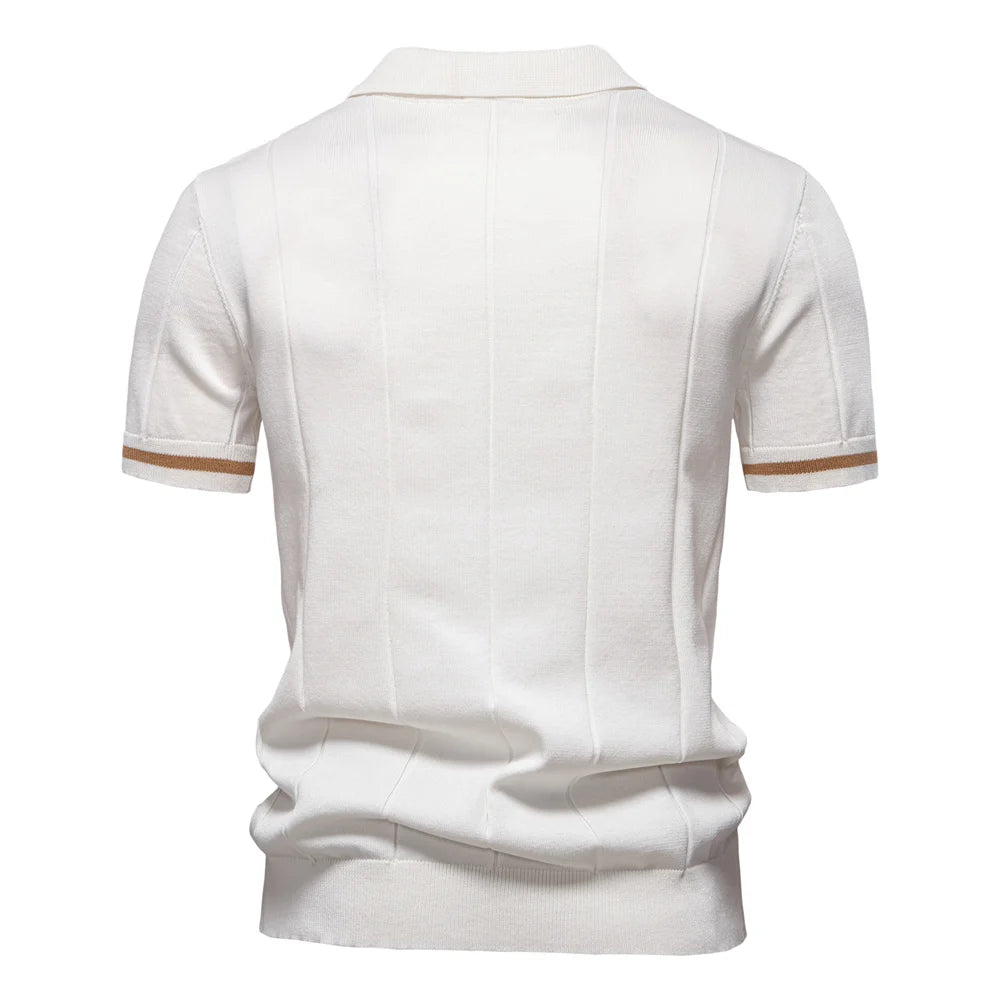 Men's Polo Shirt with Zipper Closure & Slim Fit Design Stylish Athletic Wear
