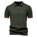 Men's Polo Shirt with Zipper Closure & Slim Fit Design Stylish Athletic Wear