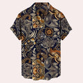Men’s Printed Short Sleeve Button-Up Shirt – Lightweight Casual Summer Collared Top