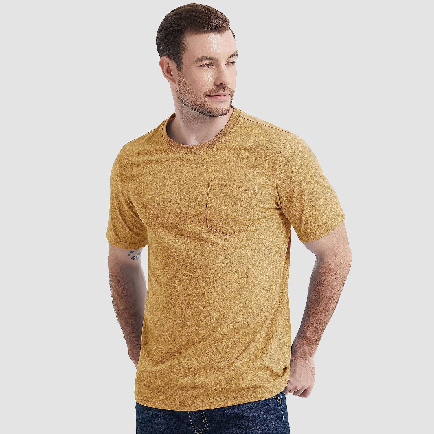 Men's Short Sleeve Pocket T-Shirts  Cotton Crew neck Tee