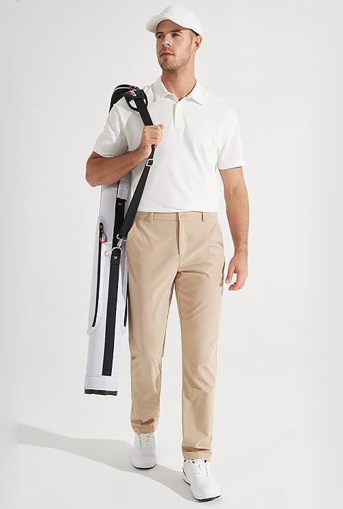 Men’s Stretch Golf Pants Quick Dry Water-Resistant Straight Fit Work & Casual Dress Pants – Lightweight Performance Trousers