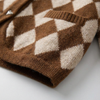 Lucerne Argyle Cardigan for Men – Merino Wool Knit Button Front Sweater Jacket