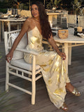 Women’s Elegant Backless Jersey Maxi Dress – V-Neck Sleeveless Slim Fit Stretch Evening Dress for Vacation & Party